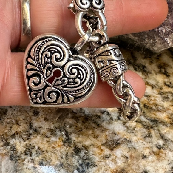 Silver Heart Key Charm Bracelet - Picture 11 of 11